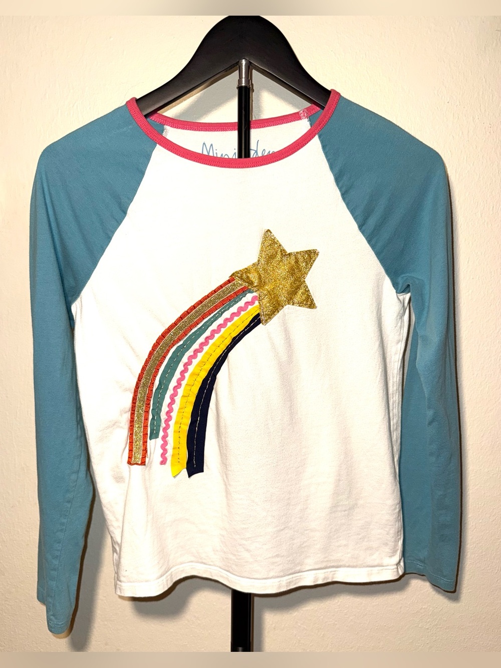 Mini Boden Girls' Glitter Raglan Shooting Star T-Shirt, size 11/12
